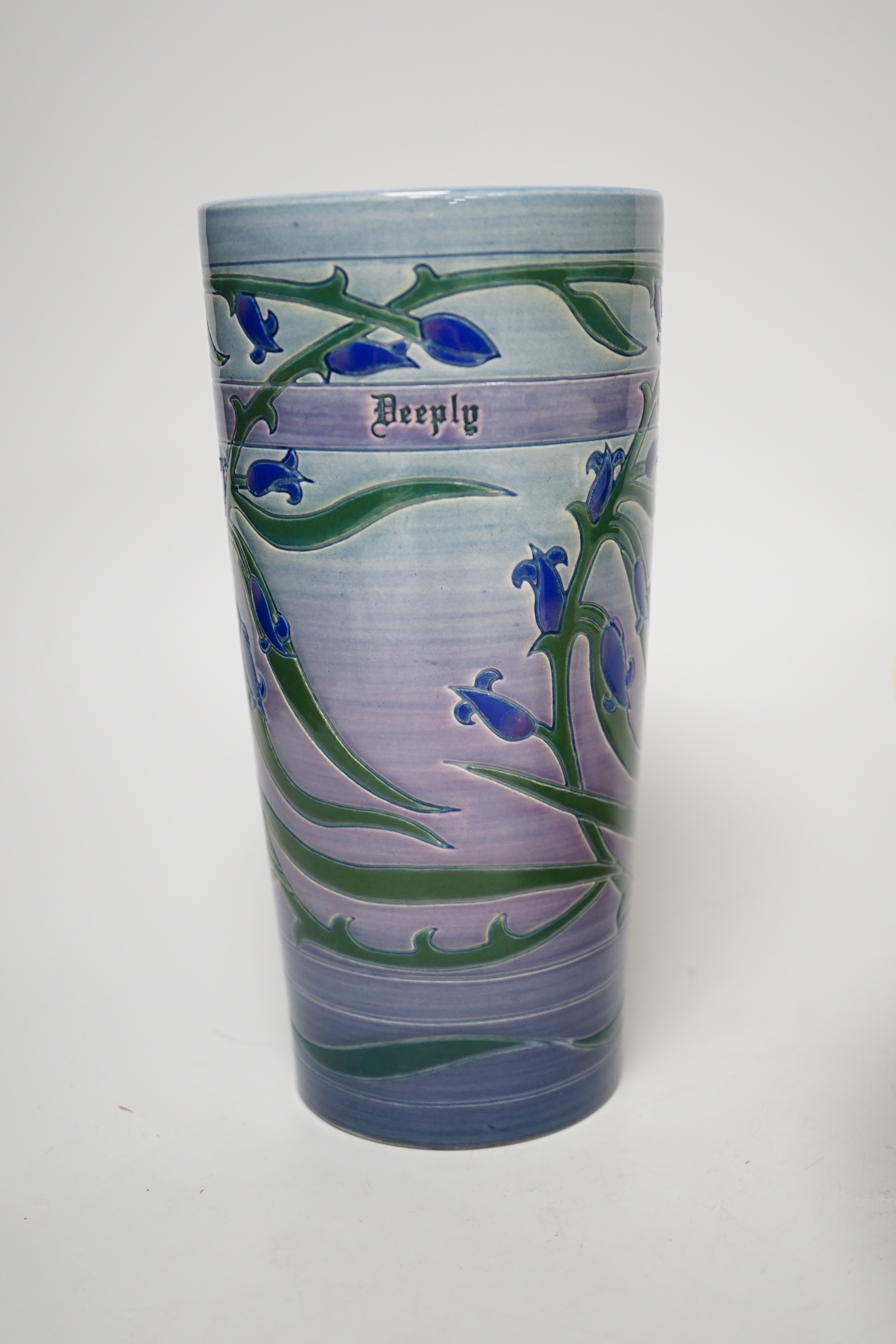 Two Sally Tuffin for Dennis China Works vases including one decorated with bluebells, the largest 19cm high